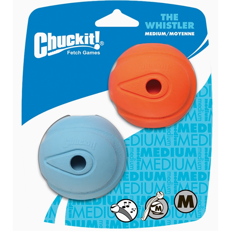 Balle Chuckit! The Whistler – Taille M (6 cm) – Pack de 2