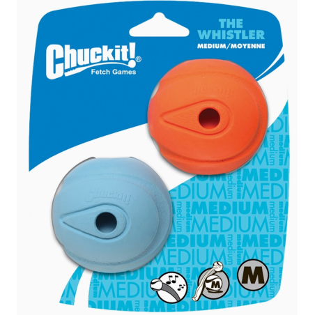 Balle Chuckit! The Whistler – Taille M (6 cm) – Pack de 2